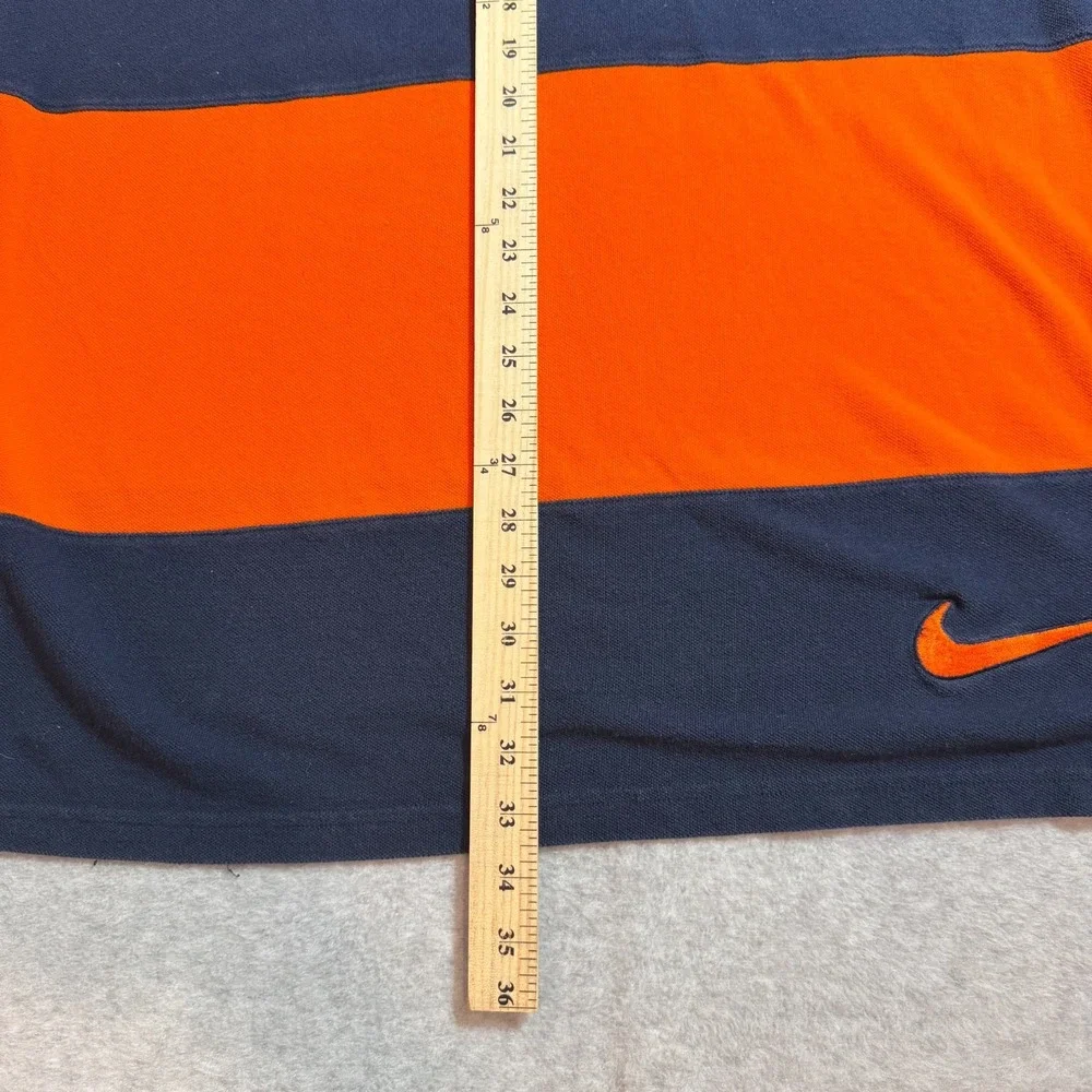 Vintage 90s Nike Mens L Navy Orange Colorblock Heavyweight Knit Shirt Swoosh